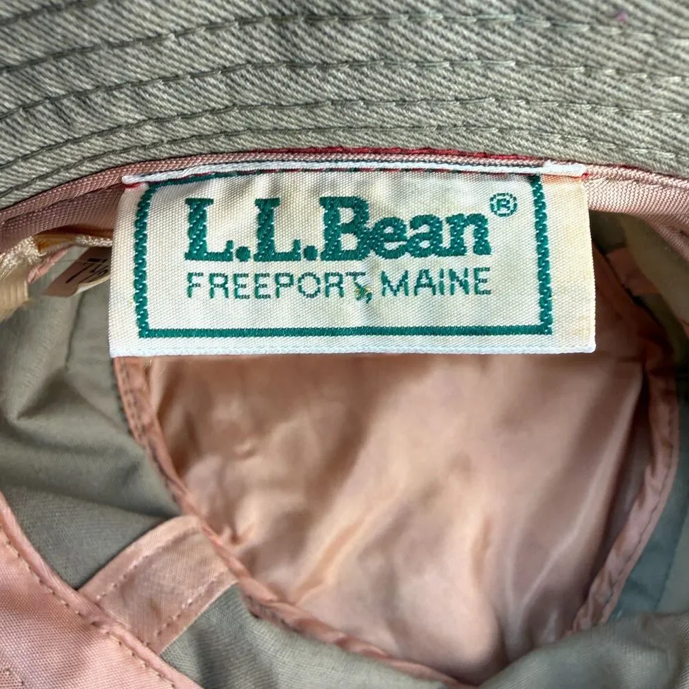 Vintage LL Bean Bucket Hat Size 7 1/2 Made in USA Union Plaid Tan Beige